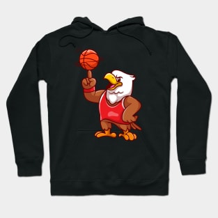 Cute Eagle Playing Basketball Cartoon Hoodie